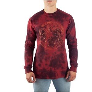 Game of Thrones Targaryen Longsleeve Tee Tie Dye Red Size XL Nwt